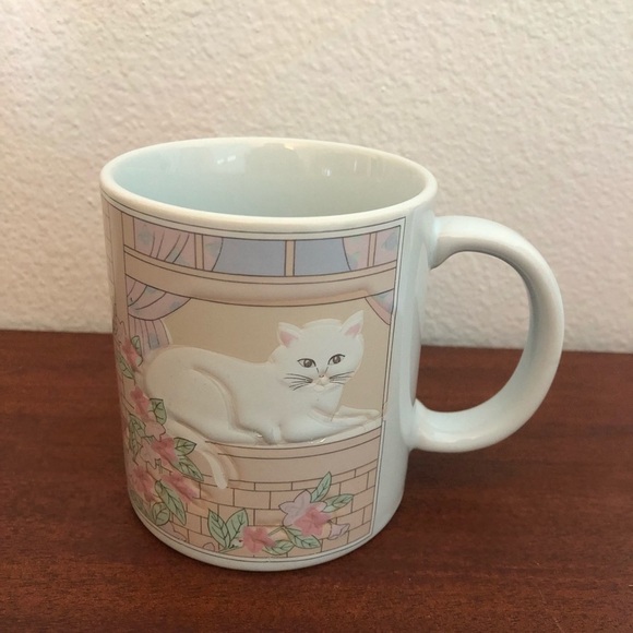 Otagiri Other - Vintage Otagiri Cat in Window Blue Mug Floral